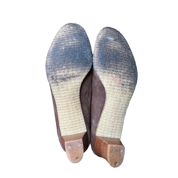 Salvatore Ferragamo Made in Italy Brown Suede Block Heals Size 11B - Picture 5 of 6